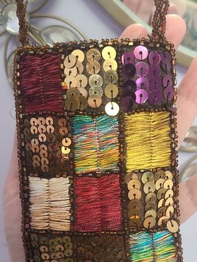 Vintage Multicolor Sequin Patchwork Mini Bag